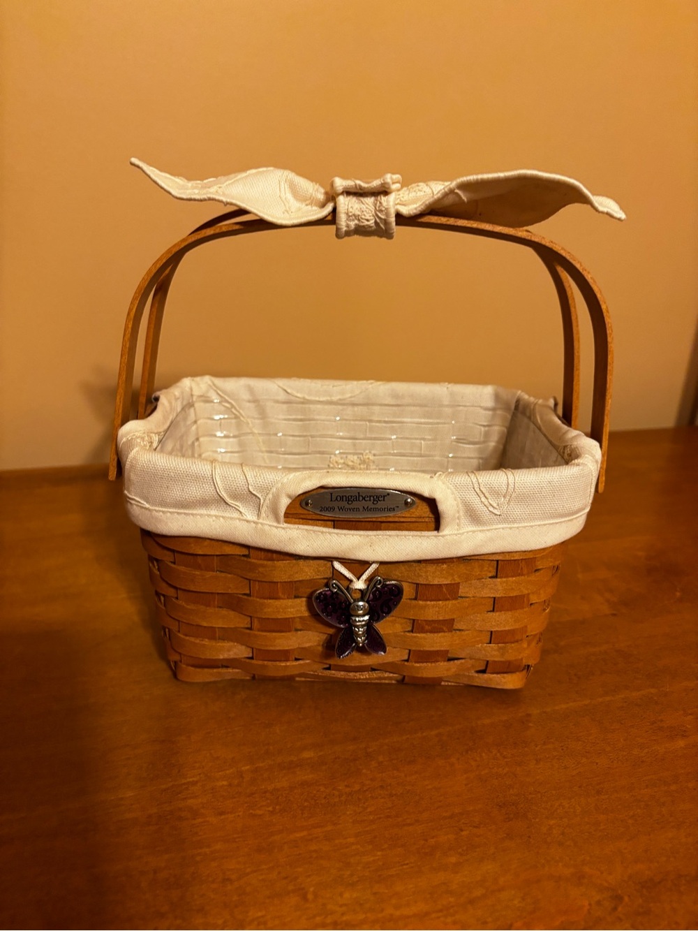 Longaberger 2009 Woven Memories Basket with Purple Butterfly Charm